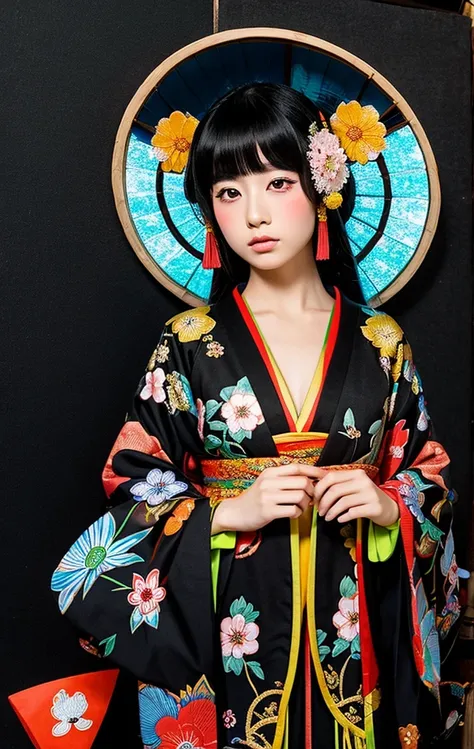 geisha、japanes、ganja、Black background、A Japanese style、Heian period、portlate、