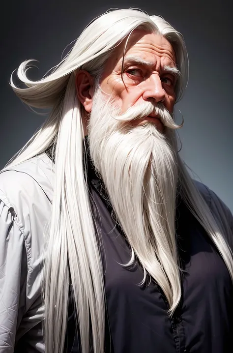 Vivid, high-contrast horror portrait of a old man, (((Long white hair))), (((long beard))), european old man, careless, poor, dirty, under a dramatic, gritty lighting