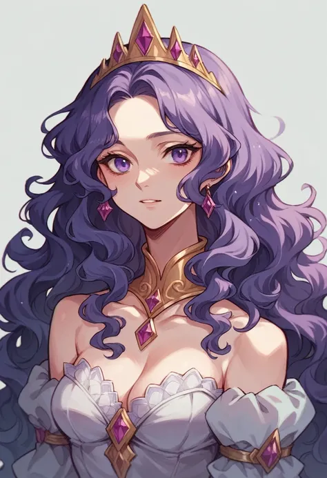 Purple violet wavy hair girl, princess