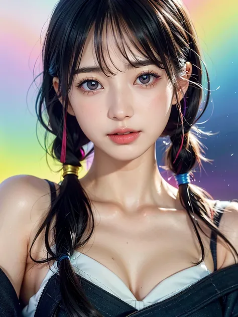 40-year-old Japanese woman、Black Hair、Hair is very short、Twin tails、Hatsune Miku Costume、Headphones、Flat Chest、Realistic photos、Realistic、8K quality、expensive、No bangs、High resolution, Highest quality, Anatomically correct, Winner of numerous awards, looki...