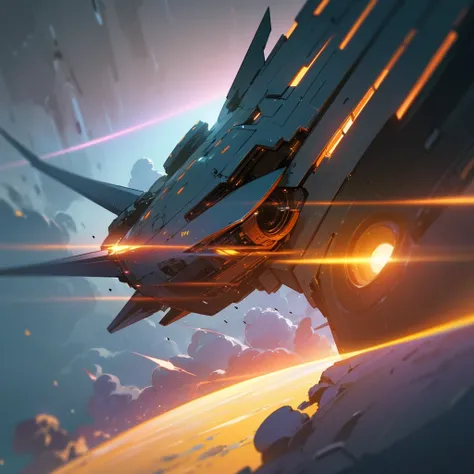 futuristic sci-fi spaceship, crashing from sky at high speed, cinematic dramatic action scene, detailed metallic spacecraft, fiery atmospheric reentry, glowing hot hull, intense motion blur, dynamic lighting, cinematic lighting, dark moody colors, dramatic...