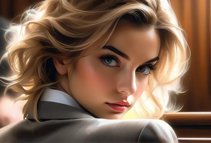 1girl, (lawyer:1.5), (solo:1.5), (in court:1.4), obscure light and shadow,aestheticism,brooding,emotional depth,(expressive brushwork:1.2),pastel hues,ultra realistic 8k cg, picture-perfect face, flawless, clean, masterpiece, professional artwork, famous a...