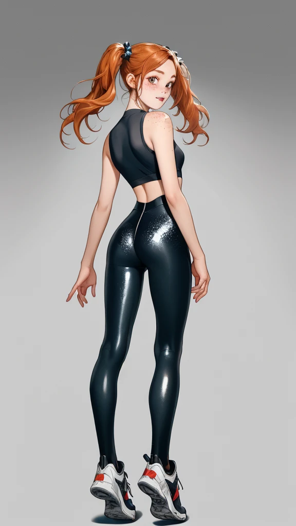 View from behind, masterpiece, fullbody，on tiptoes, floating in the air, best quality, ridiculous, high resolution, 4k, ray tracing, intricate details, very detailed, looking back, (1girl: perfect face, cute, small breasts , long ginger hair, , twin tails,...