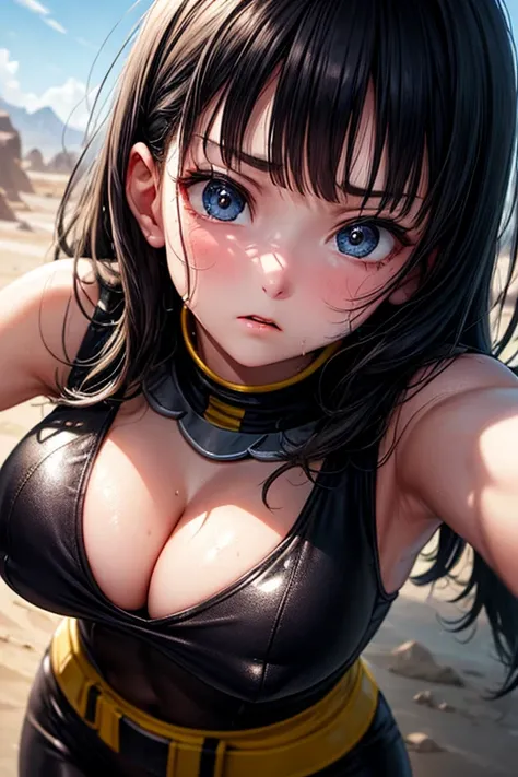 masterpiece, Highest quality,  Unreal Engine,  Super Resolution,  Very detailed, 

Beautiful woman, May, alone, blunt bangs, bangs, Long black hair, Vivid expression, Healthy Body, Beautifully detailed sweat glands, Smooth skin texture, Carefully drawn, Mi...