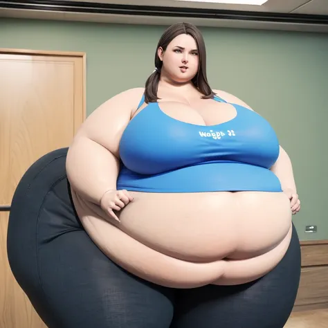 Wii fit trainer, a woman, thick body, extremely white skin, a tall and curvy figure, highres, and a hyper massive voluptuous body. She has large thick fat breasts, (gigantic breasts,  1.5), she has thick breasts, an extremely thick giant fat enormous sexy ...