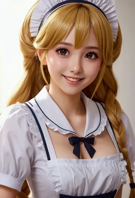 beautiful 16 year old girl, large eyes, big breasts, small and thin, 8k, top quality, (Very detailed head: 1.0), (Very detailed face: 1.0), (very detailed hair: 1.0), maid clothes, highly detailed official artwork, Anime Moe art style, clean and detailed a...