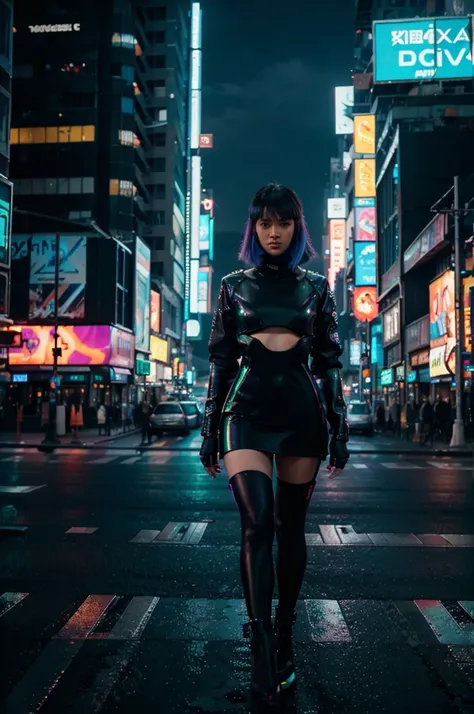 A bustling futuristic cityscape at night with holographic billboards, flying cars, and neon lights, a cyberpunk metropolis filled with energy and life, Photography, mirrorless camera with a 35mm lens, --ar 16:9 --v 5