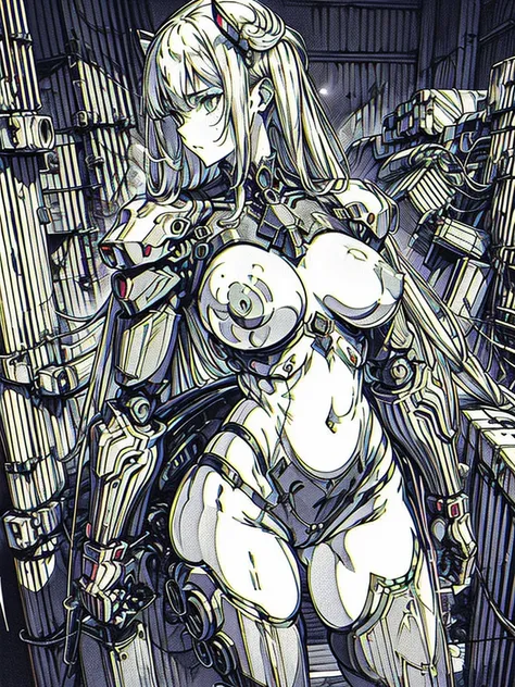 Various angles,Anime-style illustration of a nude woman, squat,8 heads,Perfect figure, Big Breasts,There is a cleavage,Pointed nipples,Raised genitals,Have pubic hair,Cyberpunk Anime Girl Mecha, perfect Anime Cyborg woman, ghost in the Shell&#39;Art Style,...