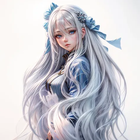 anime girl with long white hair and blue eyes, smooth anime cg art, made with anime painter studio, girl with white hair, anime moe artstyle, silver hair girl, detailed portrait of anime girl,white haired deity, painted in anime painter studio, crisp clear...