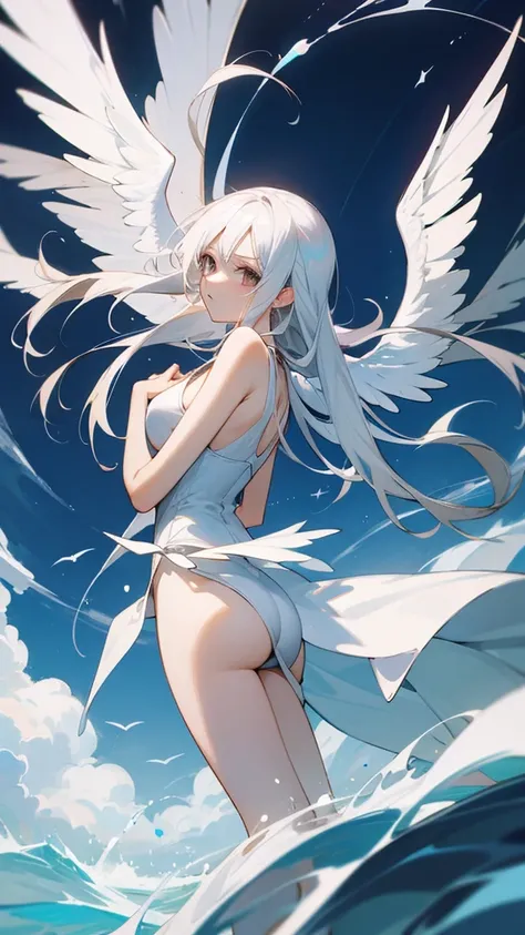 Lori　Long white hair　god々New one piece　Large wings