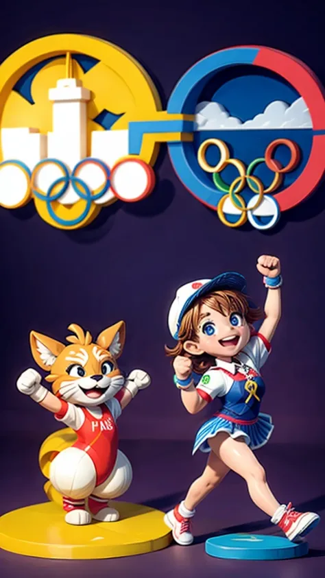 Paris Olympic Games mascots、Dancing in front of the five rings that are the symbol of the Olympic Games