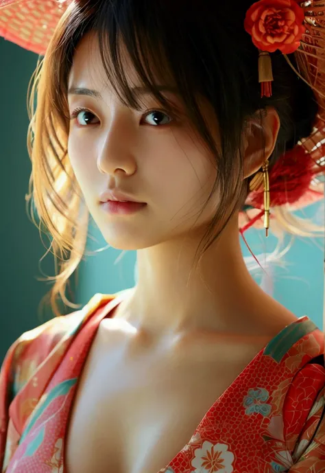 Japanese women、Clothes that do not expose skin、summer、Close-up of face and chest、Medium Hair、cool

