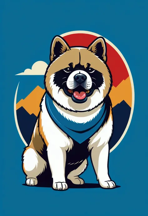 american akita – a beauty with plush fur and a characteristic dark mask. the breed combines courage, friendliness,  funky, retro...