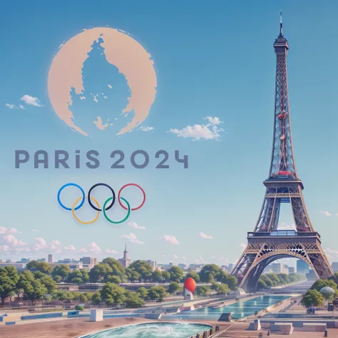 a closeup of a fountain in front of the eiffel tower, 2 0 2 4, 2024, photo of the olympic games, 2024, photo the 2022, france, 2...