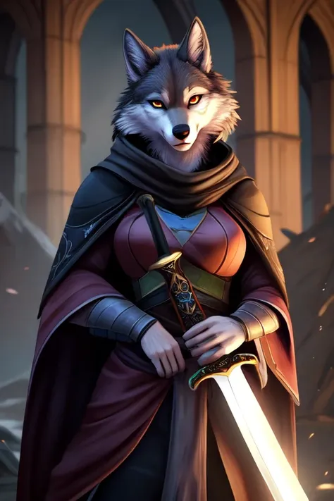 Furry, Wolf, Female, Fantasy, Destiny 2 the game, Destiny 2 Hunter, Cloak, Sword,