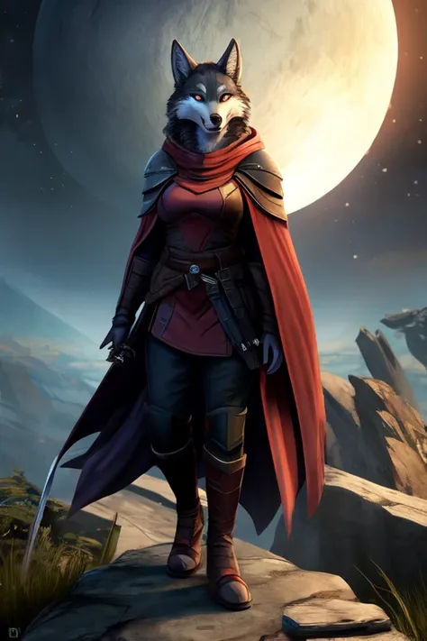 Furry, Wolf, Female, Fantasy, Destiny 2 the game, Destiny 2 Hunter, Cloak, Sword,