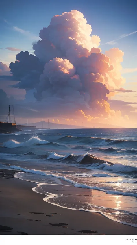 masterpiece, best quality, high quality, detailed, ultra detailed, hyper detailed, insanely detailed, exquisite, beautiful, FHD, Full-HD, 4K, 8K, 16K, highres, absurdres, landscape photo, ocean, beach, in the ocean, in the evening, beautiful, reflective at...