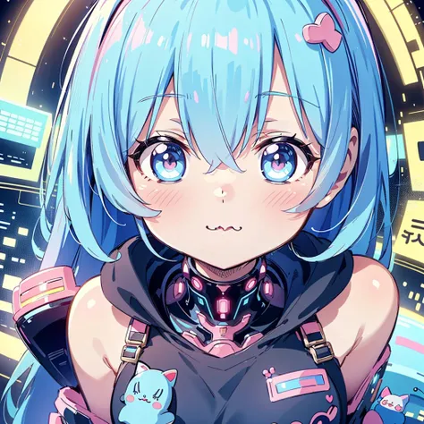 (kawaii character:1.4), 
cyber princess,
she is immersed in cyber networks,
(special effects),
masterpiece, highest quality,
cle...