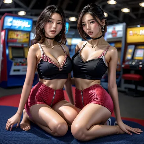  GameShow event girls in sexy costume, (((Song Joo A))) clearly visible the shape of Butt, Full of (Game machine),(pleasure in heaven, life and eternity). (Full body shot:1.2),intricate,ultra detailed,expression art,grand scale,epic,zoomed out,wide angle. ...