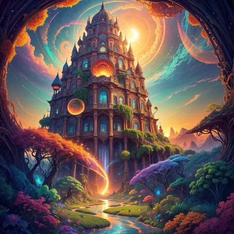 create a vibrant and otherworldly painting that immerses the viewer in an aztec-inspired realm. picture a dense, fantastical for...