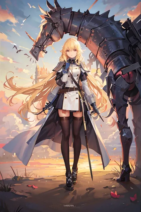 chaotic clouds, Long blonde, Beauty, Knight uniform, 