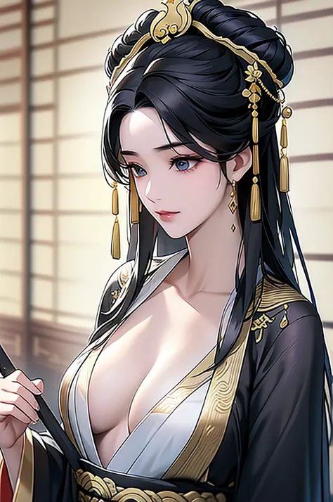 Black Hair, Immortal, Royal sister, Stepmother, Gold Robe, Taoist robe, Chinese style, Hair Bunch