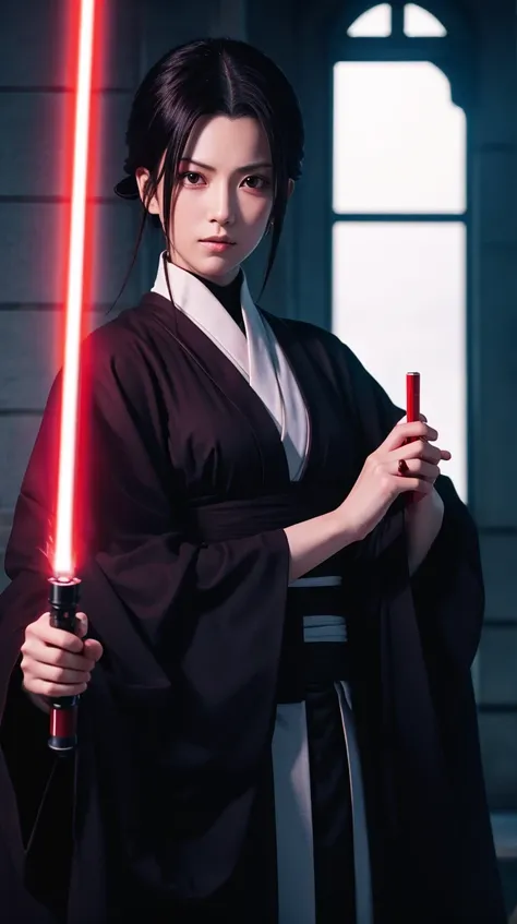 Unohana Retsu holding a red lightsaber