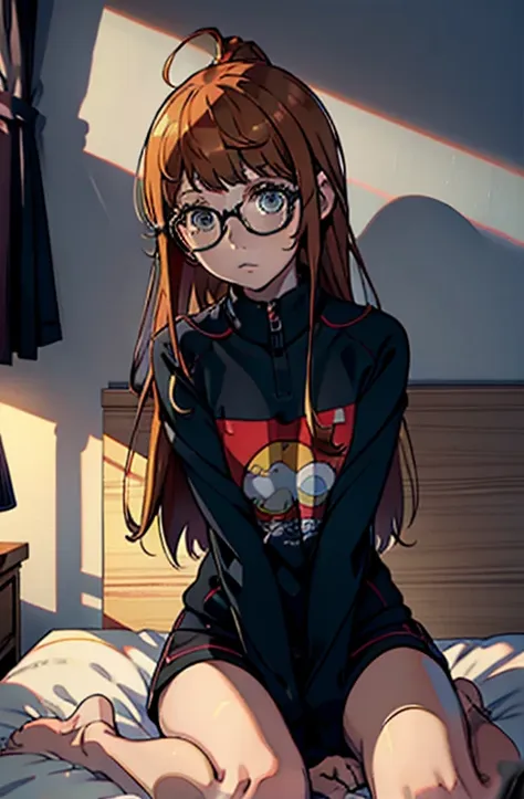 hyper qualit, hyper detailled, perfect drawing, solo, futaba, futaba sakura, persona 5, blush, legs spread open (30cm), embarras...