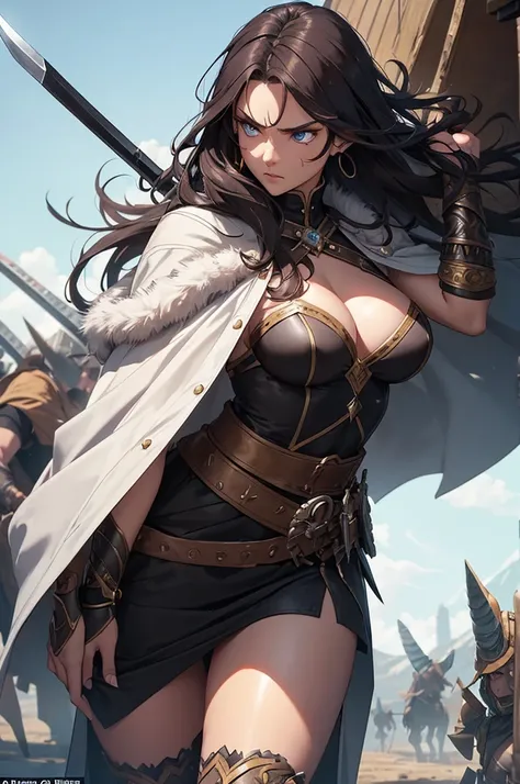 


As I approached the barbarian camp, my attention was immediately drawn to a tall, strong figure in the center. Her long, dark hair cascaded down her back in wild waves, bronzed skin adorned with intricate tattoos showcasing her bravery in battle. I watc...