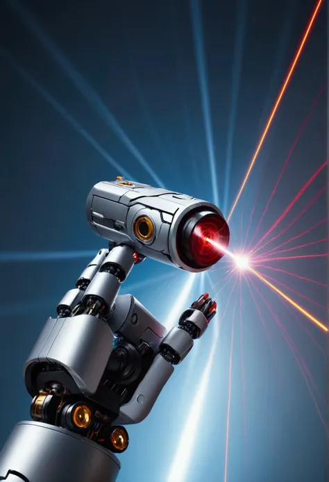 Robotic finger shooting a laser beam 