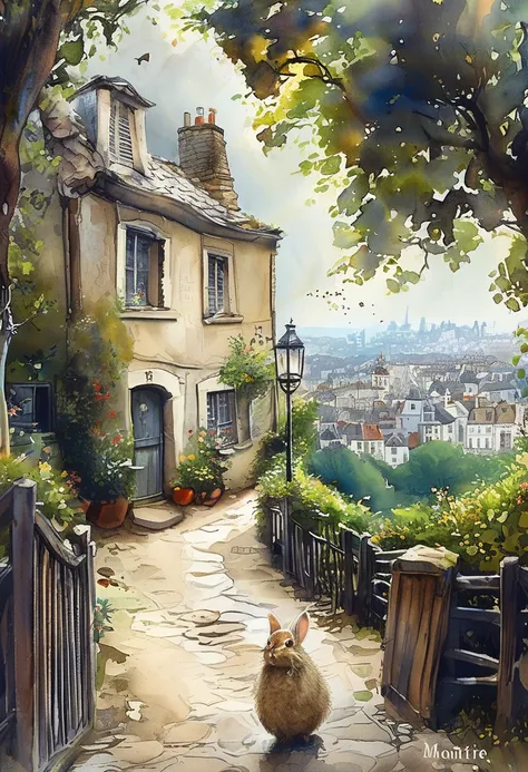 montmartre hill、high resolution,postcard illustration,, highest quality, 超high resolution, (realistic:1.5),(skin reflex:1.3), ra...