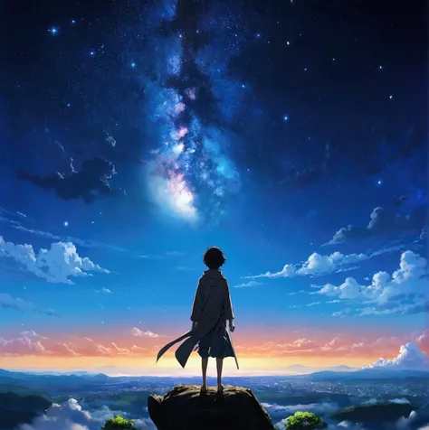 Anime - Beau ciel avec étoiles et planètes，Anglais，personnage，personnageor，Scène de style ciel cosmique。Écrit par Makoto Shinkai， fond d&#39;écran animé 4k， fond d&#39;écran d&#39;art animé 4k， fond d&#39;écran d&#39;art animé 8 k， fond d&#39;écran animé 4...