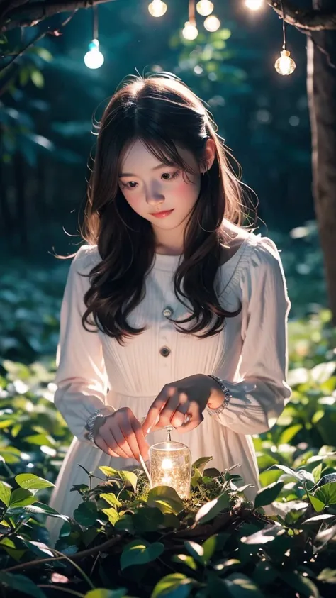 Fairy Tail、Cute Fairy、Deep in the forest、A lot of little sparkling lights、Designed like a gift、Colorful design、Pop feel、Moonlit Night、moonlight、Perfect lighting、Sharp Focus、High definition、high resolution、High color rendering、High resolution、Ultra-realisti...