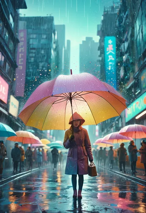  (Absurdres:1.2), exquisitely detailed aesthetic rainy day in Autmn, pastel tetradic colors, glimmer, bokeh, Watercolor, trending on artstation, sharp focus, studio photo, intricate details, highly detailed, by Beeple, illustration, perfect composition 