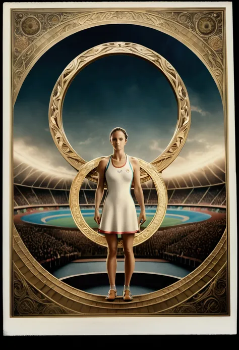 (Olympic Games), Olympic rings logo, athletes, in the style of instant film, color negative film, full body, award-winning, cinematic still, emotional, vignette, dynamic, vivid, (masterpiece, best quality, photorealistic, Professional, perfect composition,...