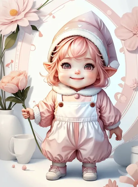 (cute baby gnome smiling with flowers) stylized identical to 1940 |)), padding ,multidimensional geometric wall PORTRAIT, artistry, chibi,
yang016k, comely,(( predominant red color, pink and white romper))
Primary works, top-quality, best qualityer, offcia...