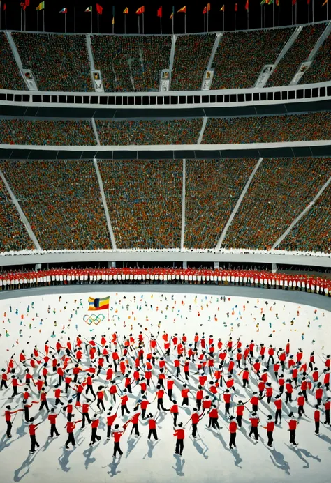 Olympic Games, Olympic Opening Ceremony, full body, by Wu Guanzhong, cinematic still, (best quality, masterpiece, photorealistic), very aesthetic, perfect composition, intricate details, ultra-detailed, vivid colors