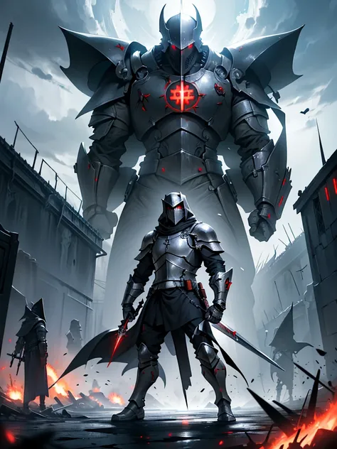 (Knight Templar Anime - Battlefield - If you want peace, prepare for war - Knight Templar of the Medical Order - ULTRA HD - FULL HD - 4K - Anime - Multiple enemies against a Templar - Dark Fantasy - Futuristic - Cyborg - Apocalypse)