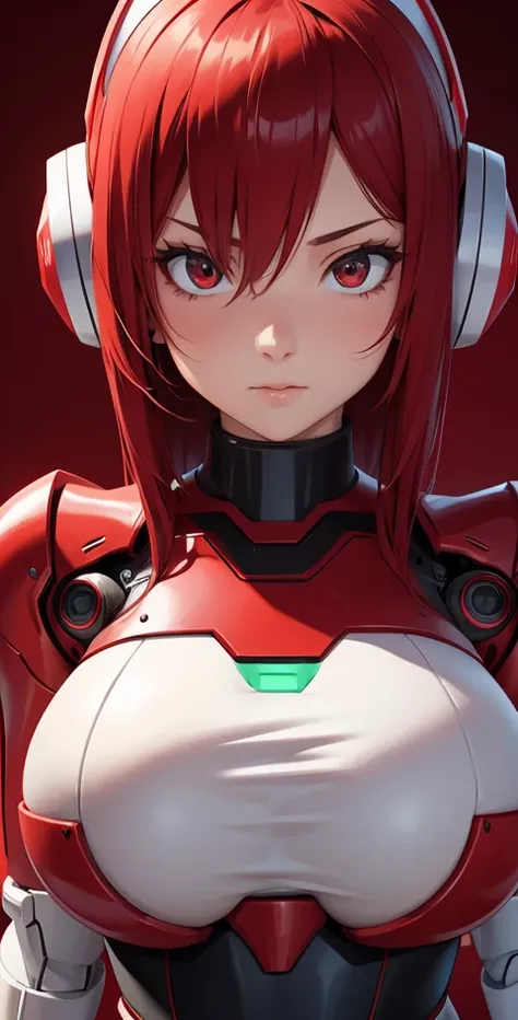 Red robot girl, busty