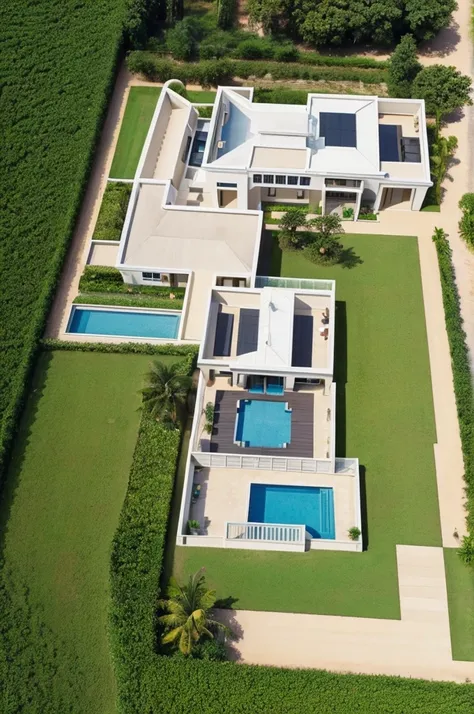 aerial view of a 200 m2 U-shaped villa on a 500m2 plot of land in Ivory Coast