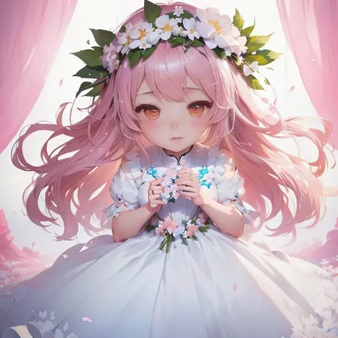 anime girl in a white dress with flowers in her hair, guweiz on pixiv artstation, cute anime waifu in a nice dress, guweiz on artstation pixiv, guweiz,  in dress, anime visual of a cute girl, splash art anime , cute anime girl, digital art on pixiv, anime ...