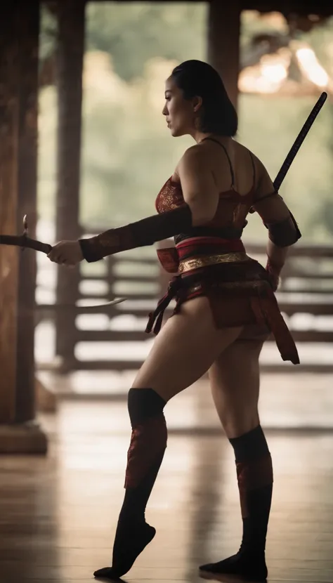 Samurai Swordsman　woman　In underwear　Full body sexy underwear　Full body sexy