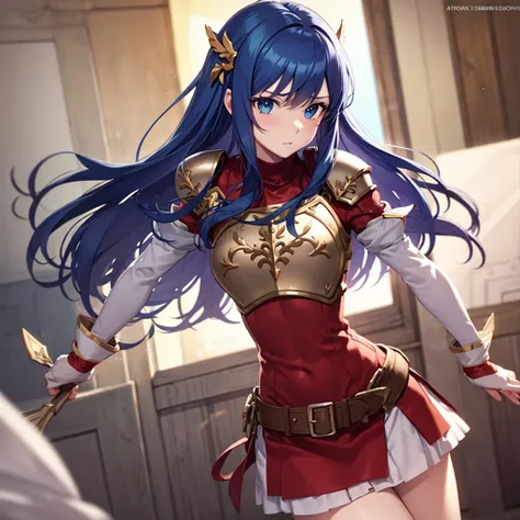 caeda fe, shoulder armor, breastplate, armor, short dress,