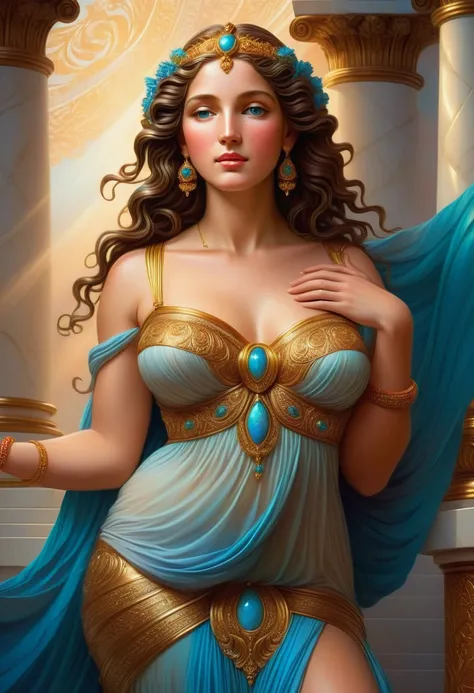 a beautiful detailed goddess, highly detailed hyperrealistic 2d digital art, inspired by ancient greek sculpture of the venus de...