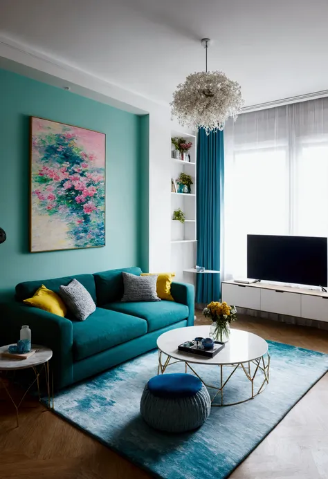 A modern apartment in fresh Monet-esque colors１room