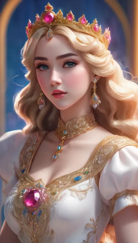 a beautiful cartoon woman in a white dress with a crown, princess peach, anime princess, portrait of princess peach, blonde-haired princess, high quality fanart, anime barbie in white, anime goddess, a beautiful fantasy empress, beautiful anime art style, ...