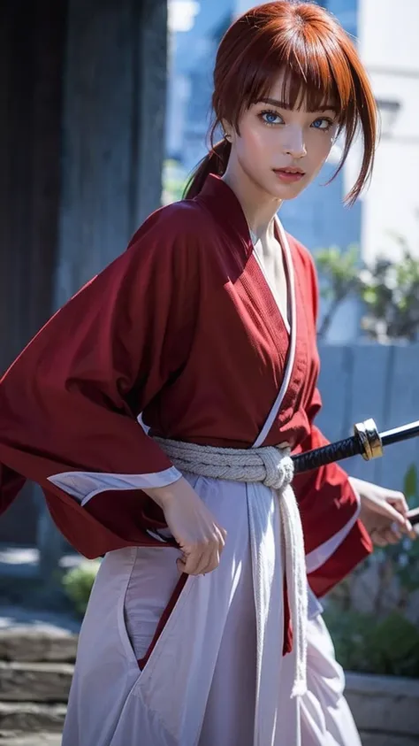 "rurouni kenshin",
moment of enthusiasm, bold,
capturing the essence of her fiery determination and indomitable spirit, she expl...