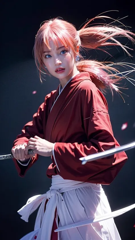 "rurouni kenshin",
moment of enthusiasm, bold,
capturing the essence of her fiery determination and indomitable spirit,she explo...