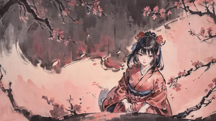 (((Oiran))),(((Prostitute))), (((Looking Down from Above:1.8))), ((((upturned eyes :1.2))),(((watching a Sakura))),Flashy kimono,hair ornaments, (((Standing on the ground))),(((Standing on the ground))),(((Standing on the ground))),(((Standing on the groun...