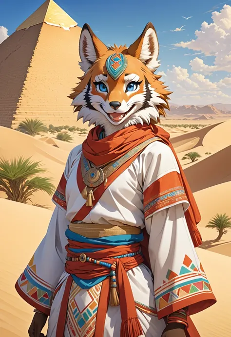 top quality, best quality, High-quality illustrations, masterpiece, super high resolution, detailed background, detailed background, desert, sand dunes, pyramid, Traditional costumes, boys, girls, Happy, joyful, absurdres(highly detailed beautiful face and...